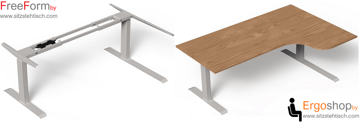 Tischgestell „FreeForm“ elektrisch höhenverstellbar für Freiform Tischplatten in verschiedenen Abmessungen